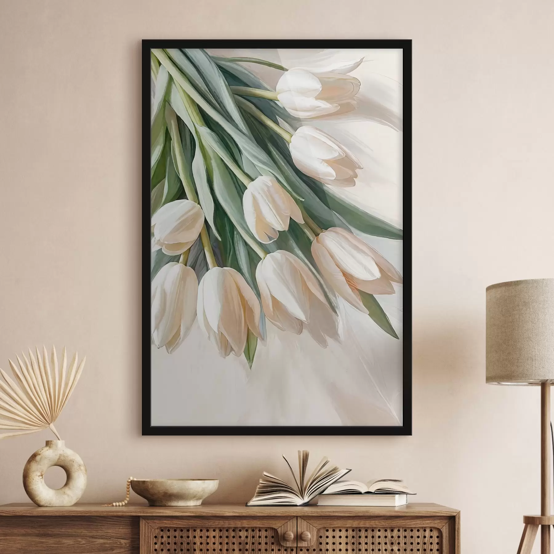 Papier peint Gros plan sur des tulipes blanches f38271
