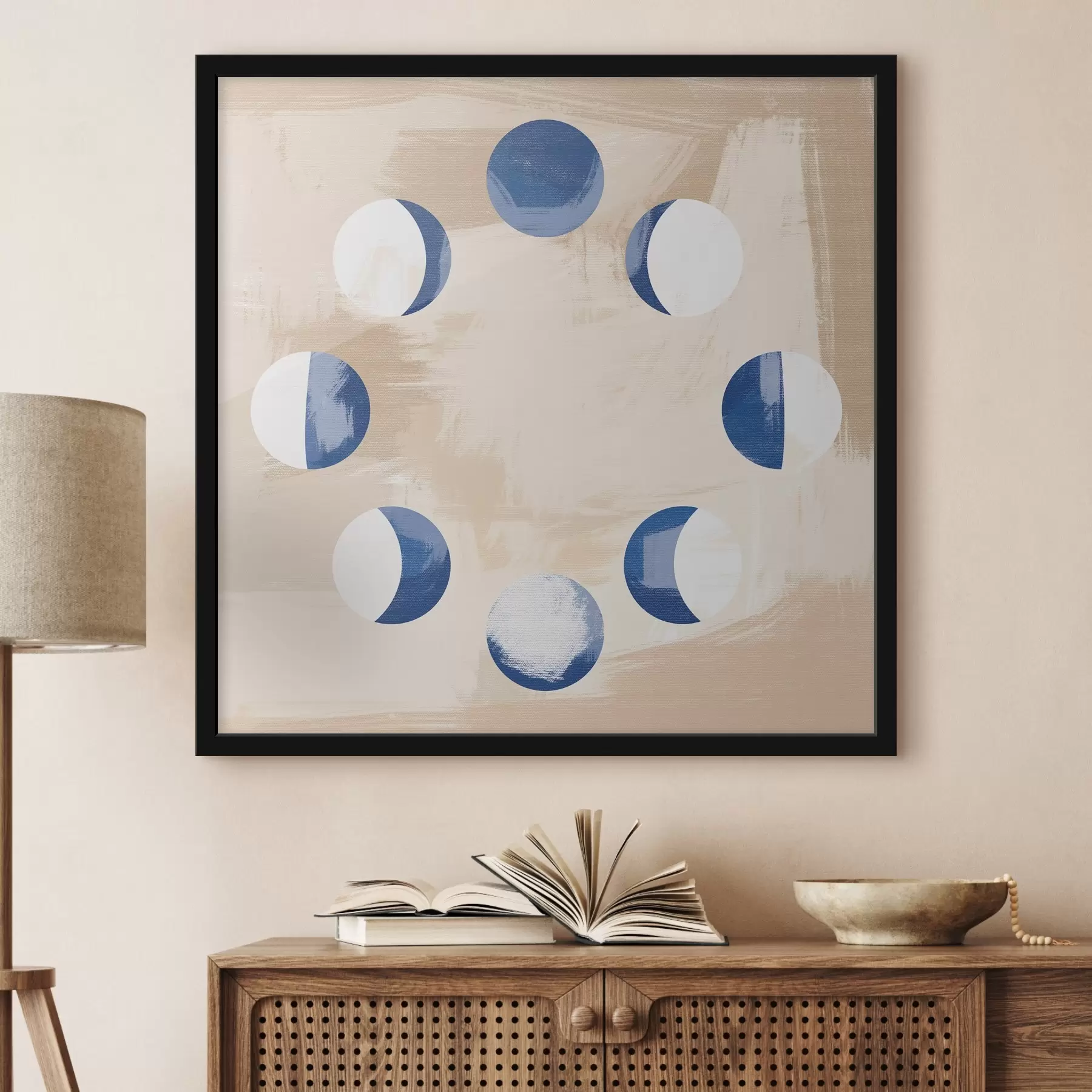 Papier peint Un cercle bleu et blanc avec des cercles blancs f38277