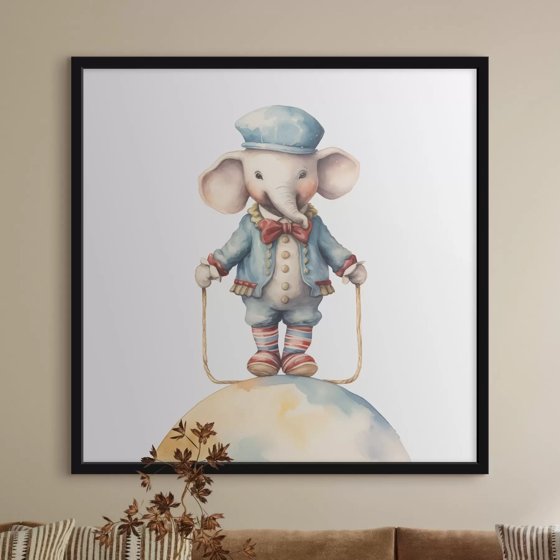 Papier peint Eléphant en équilibre sur un globe coloré f38950