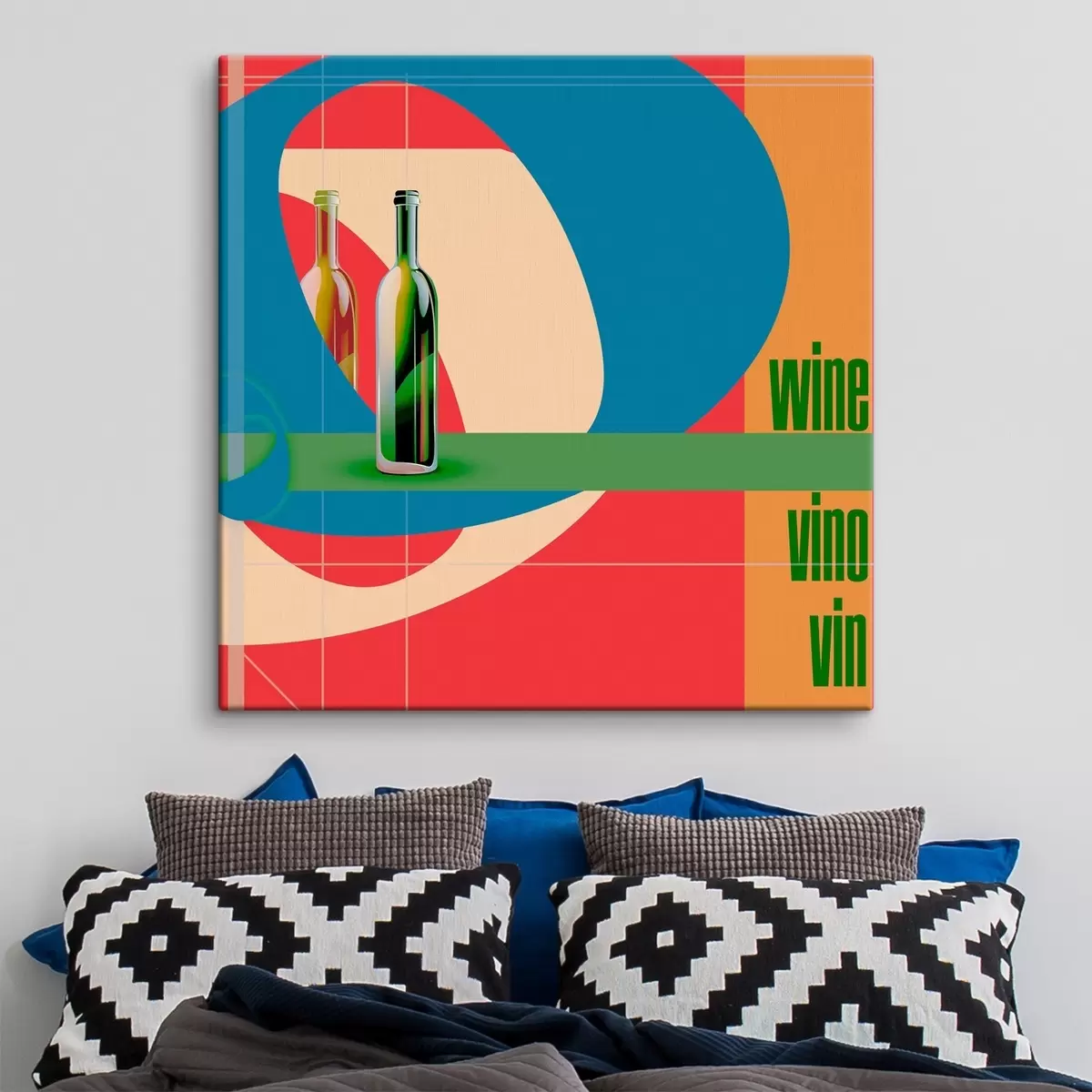 Tableau Une bouteille de vin sur un fond coloré s37639