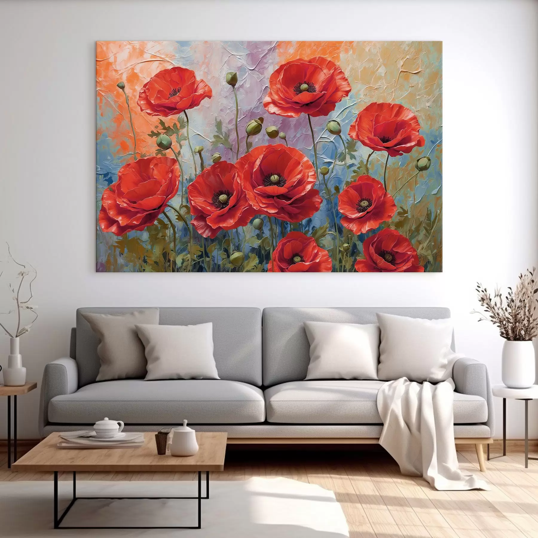 Papier peint Un tableau de fleurs rouges s37805