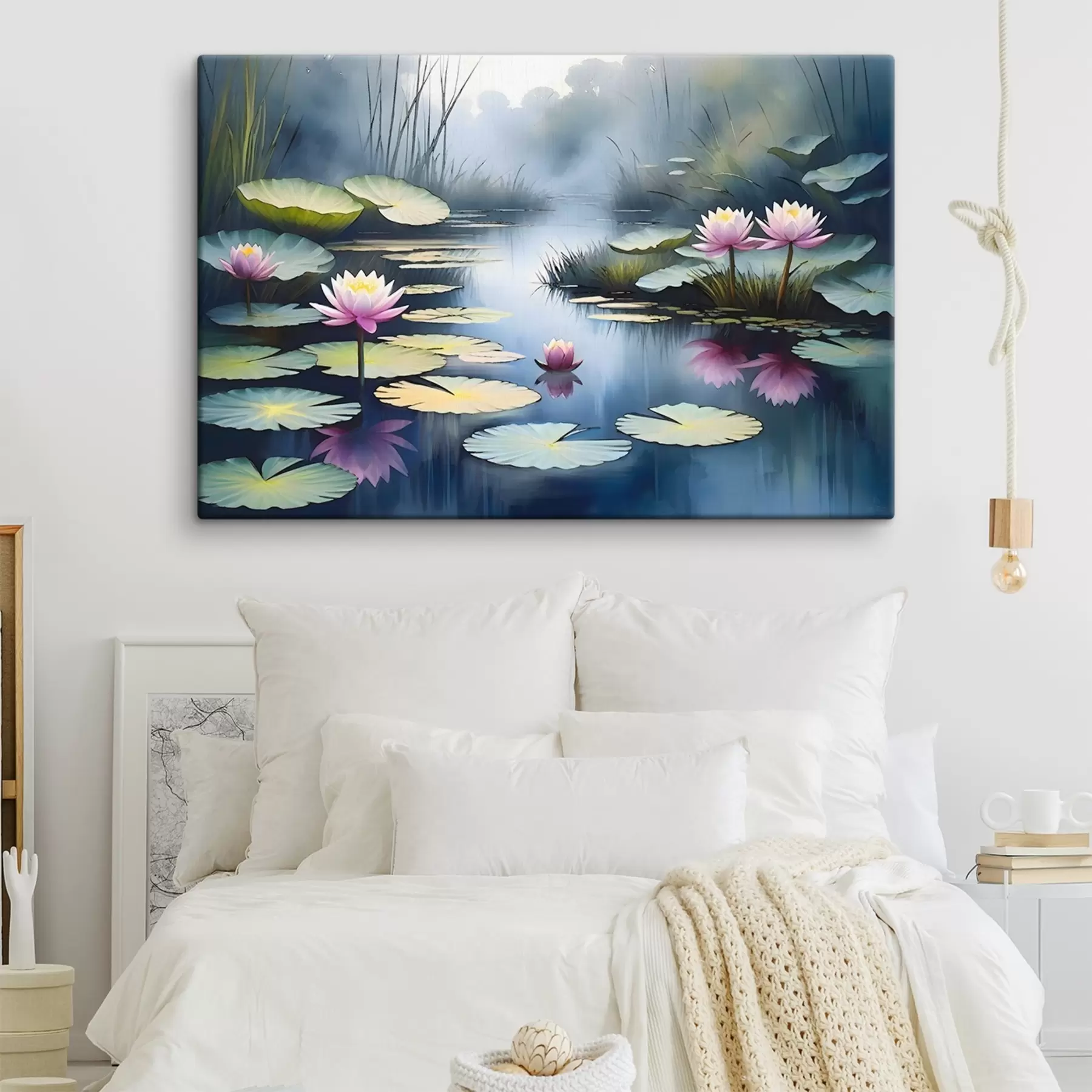 Tableau Un nénuphar fleurs et plantes s38109