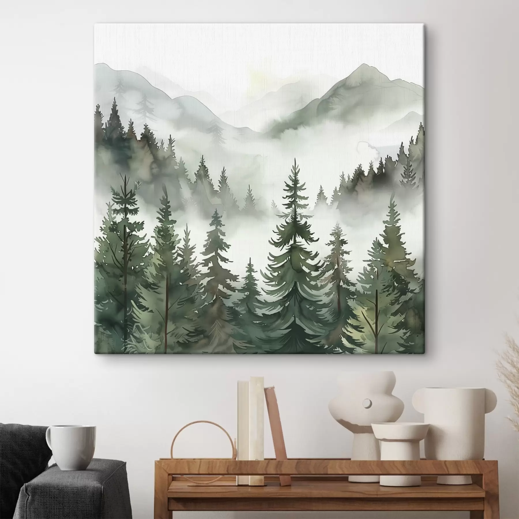 Papier peint Un paysage d'arbres et de montagnes s38139