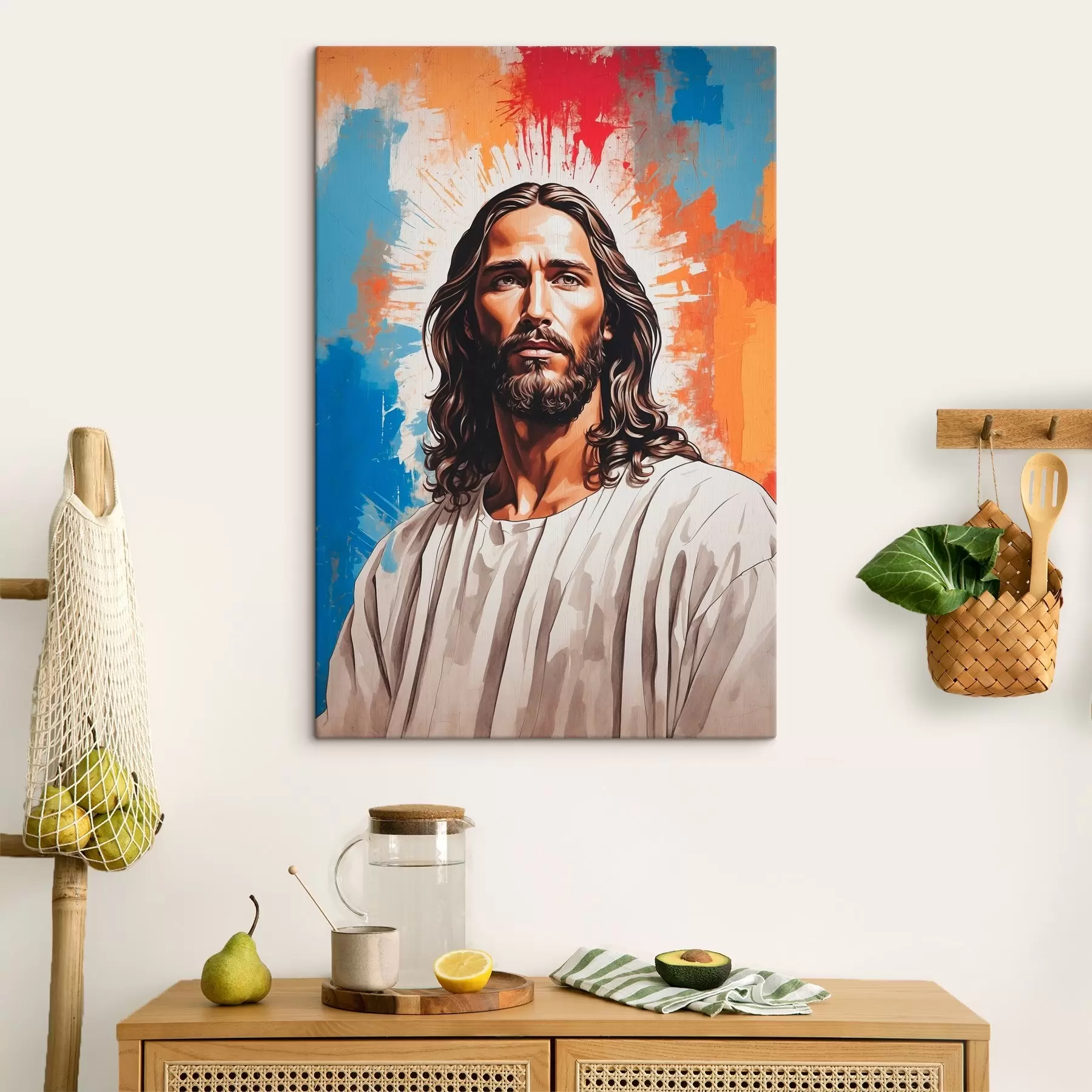 Tableau Peinture d'un homme aux cheveux longs s38589
