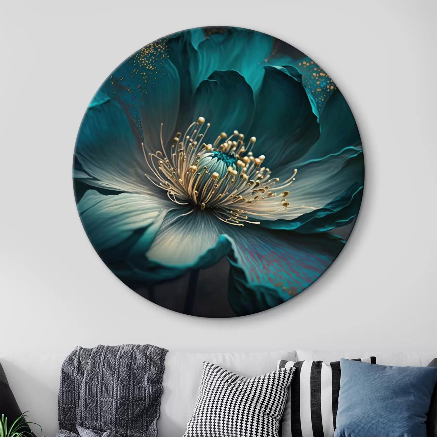 Tableau Fleur turquoise - gros plan r34854