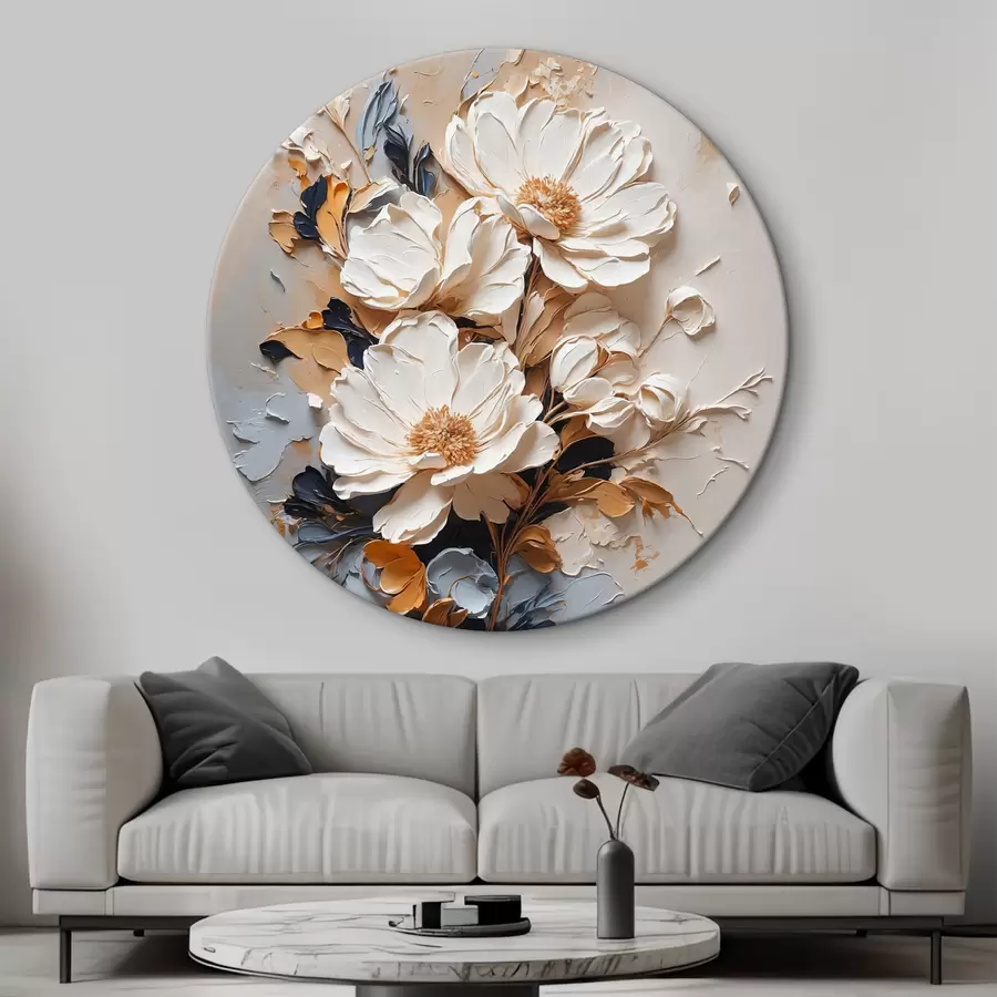 Papier peint Fleurs blanches à l'huile r37327
