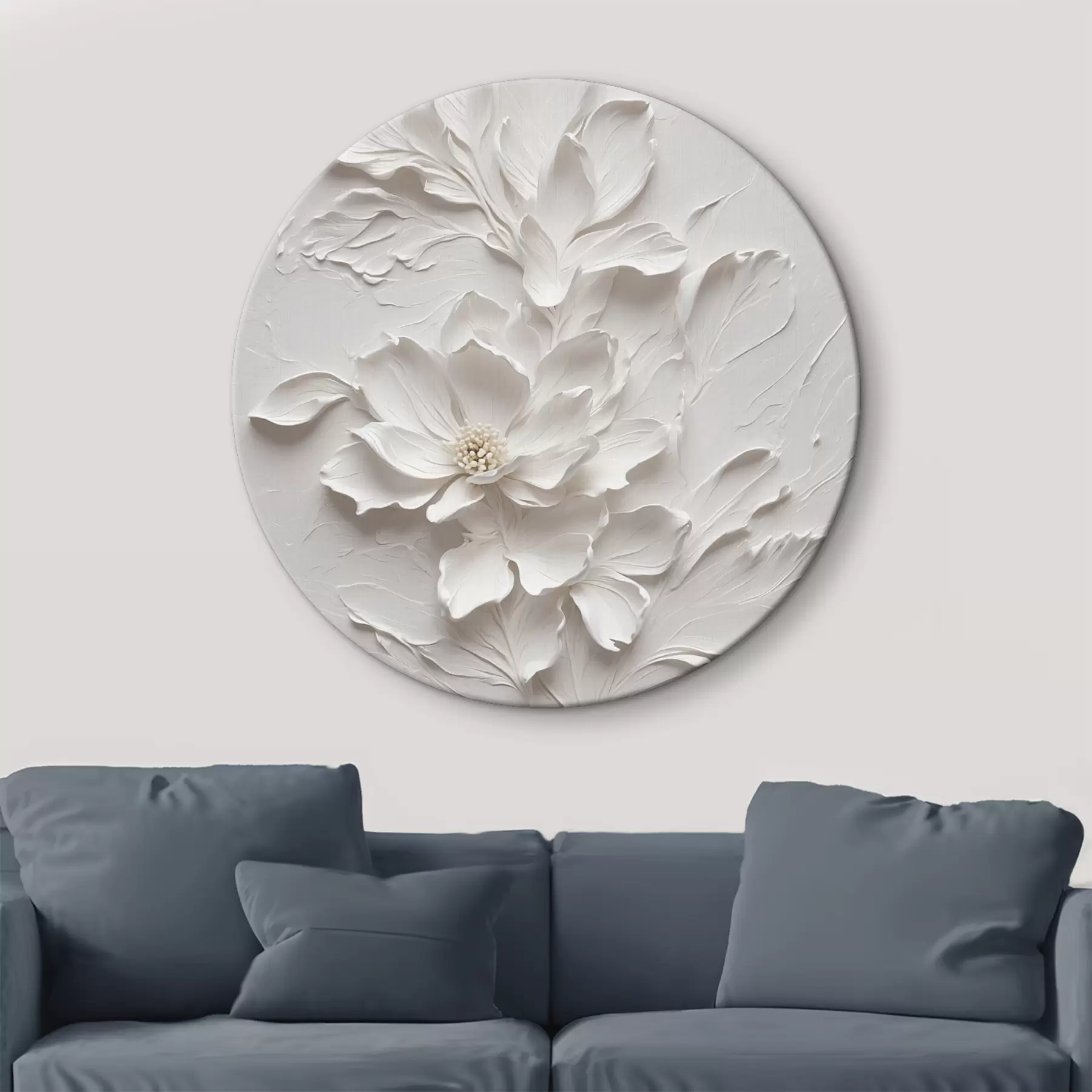 Tableau Fleur blanche sur fond blanc dans l'huile r38305
