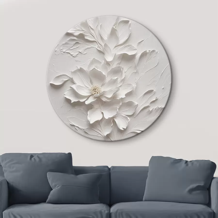 Papier peint Fleur blanche sur fond blanc dans l'huile r38305