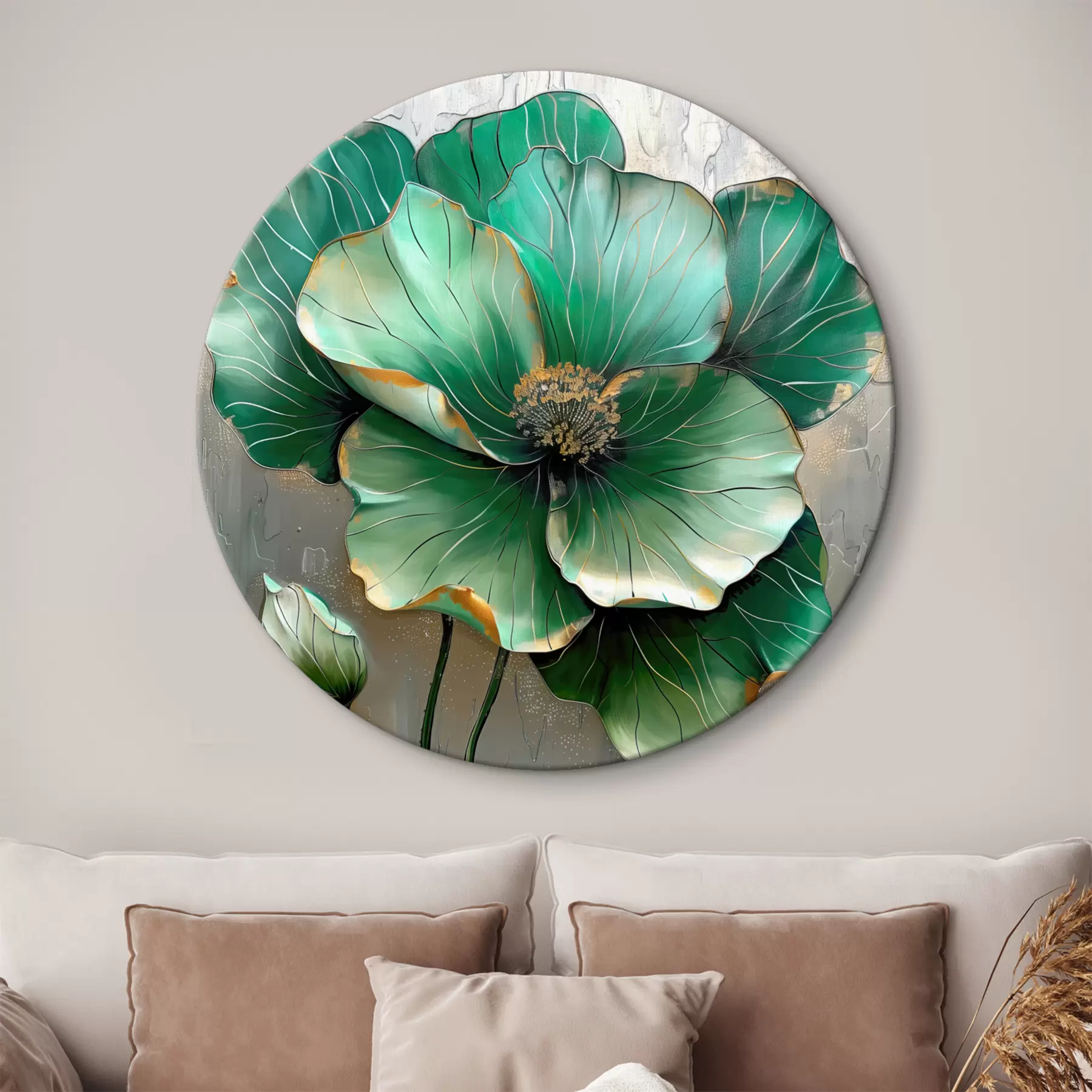 Tableau Grande fleur de couleur verte r39013
