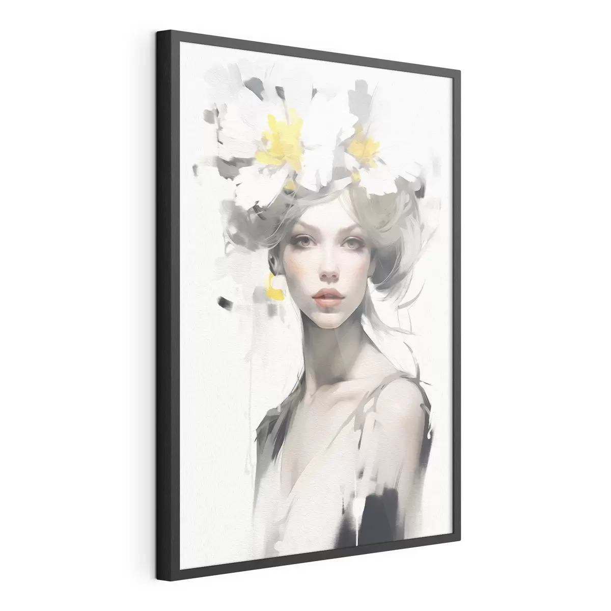 Poster Modèle avec des fleurs sur la tête f41322