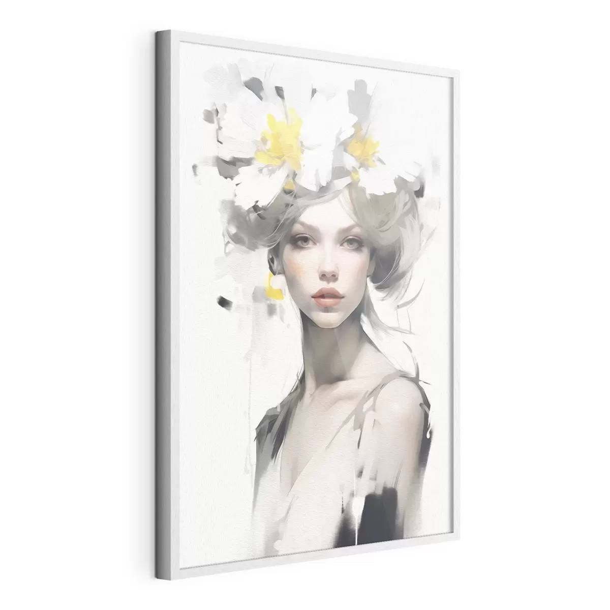 Poster Modèle avec des fleurs sur la tête f41322