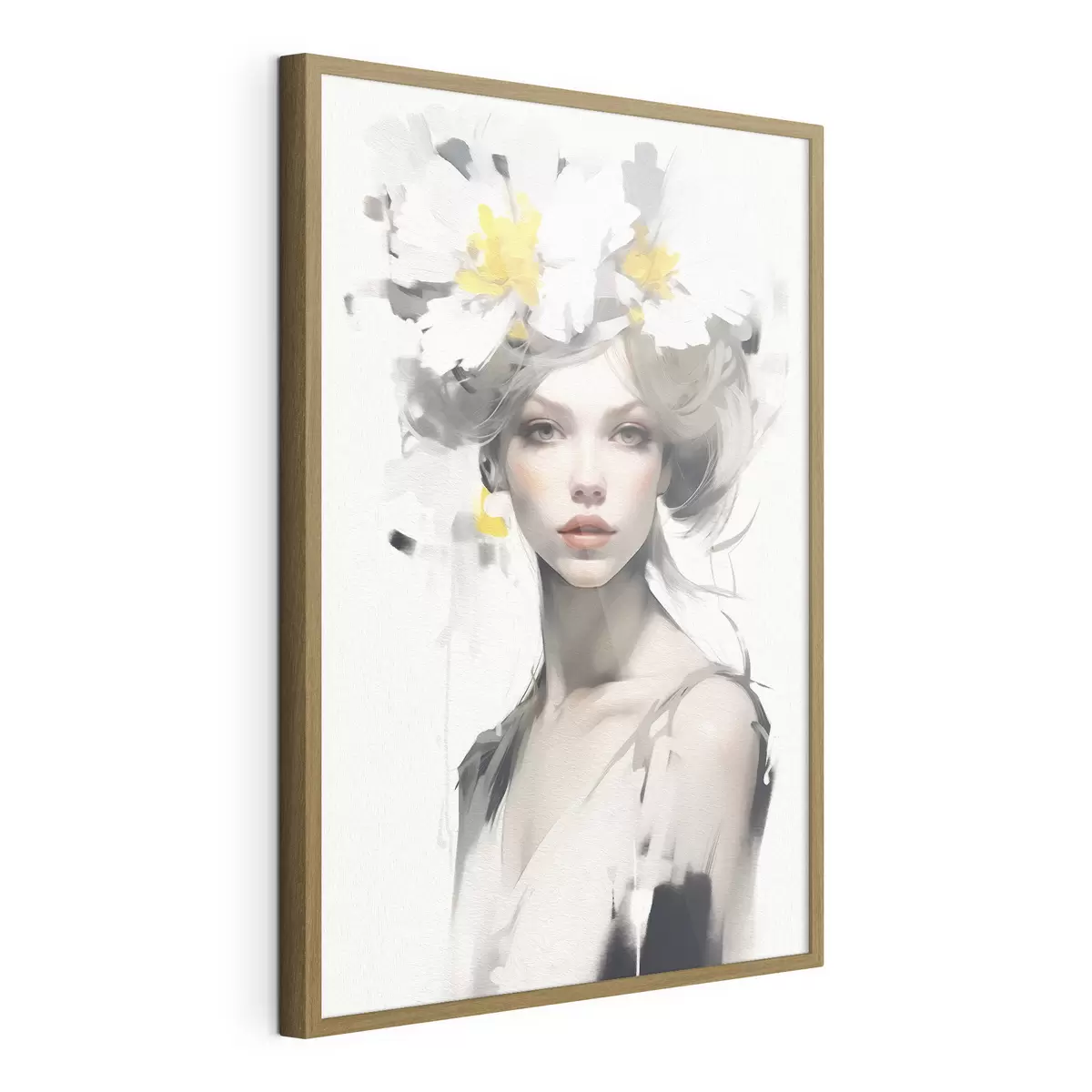 Poster Modèle avec des fleurs sur la tête f41322