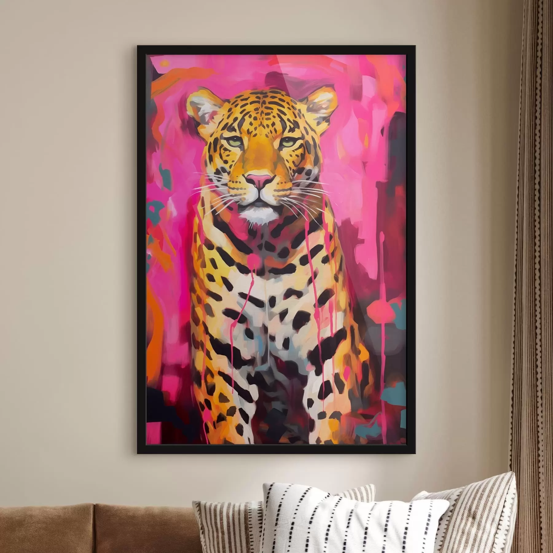 Tableau Tendance léopard sur fond rose f41332