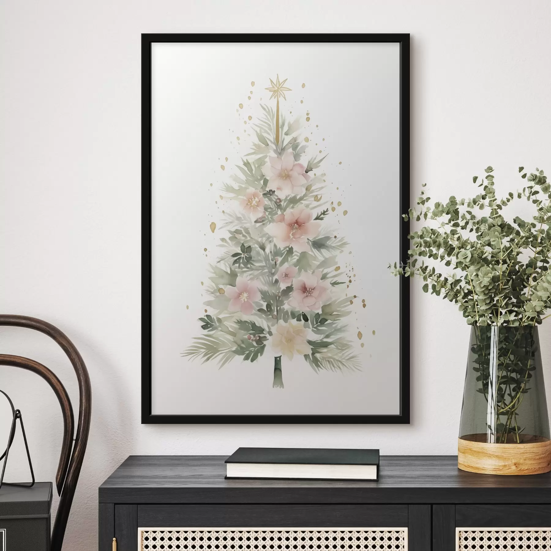 Papier peint Aquarelle arbre de Noël, pin, floral f41360