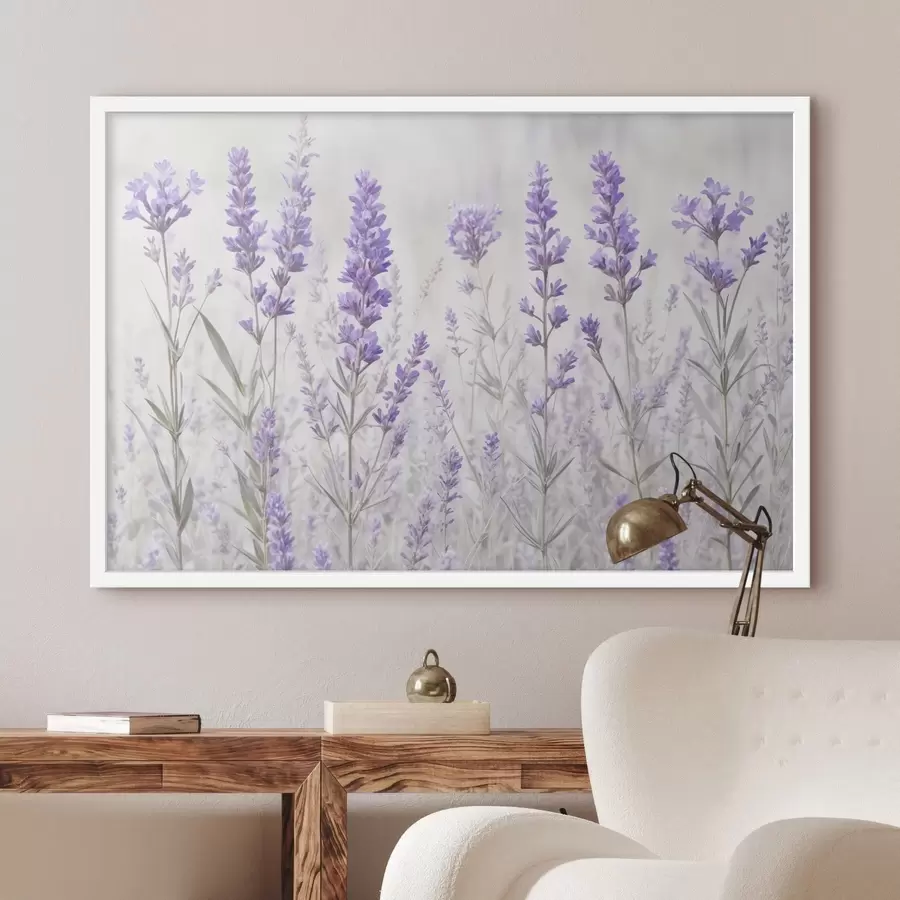 Papier peint Un champ de fleurs violettes et lavandes sur un fond texturé flou f41265