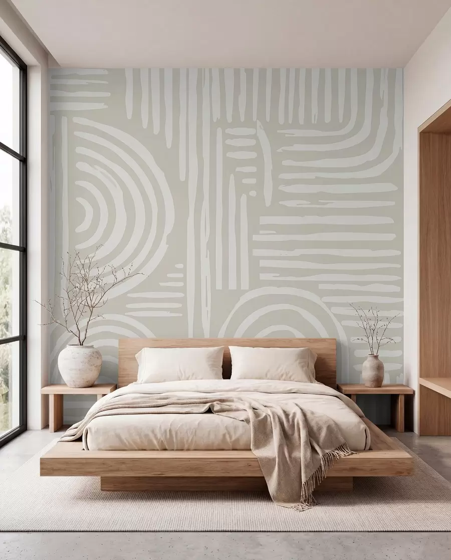 Papier peint Design boho dans des couleurs douces w01919