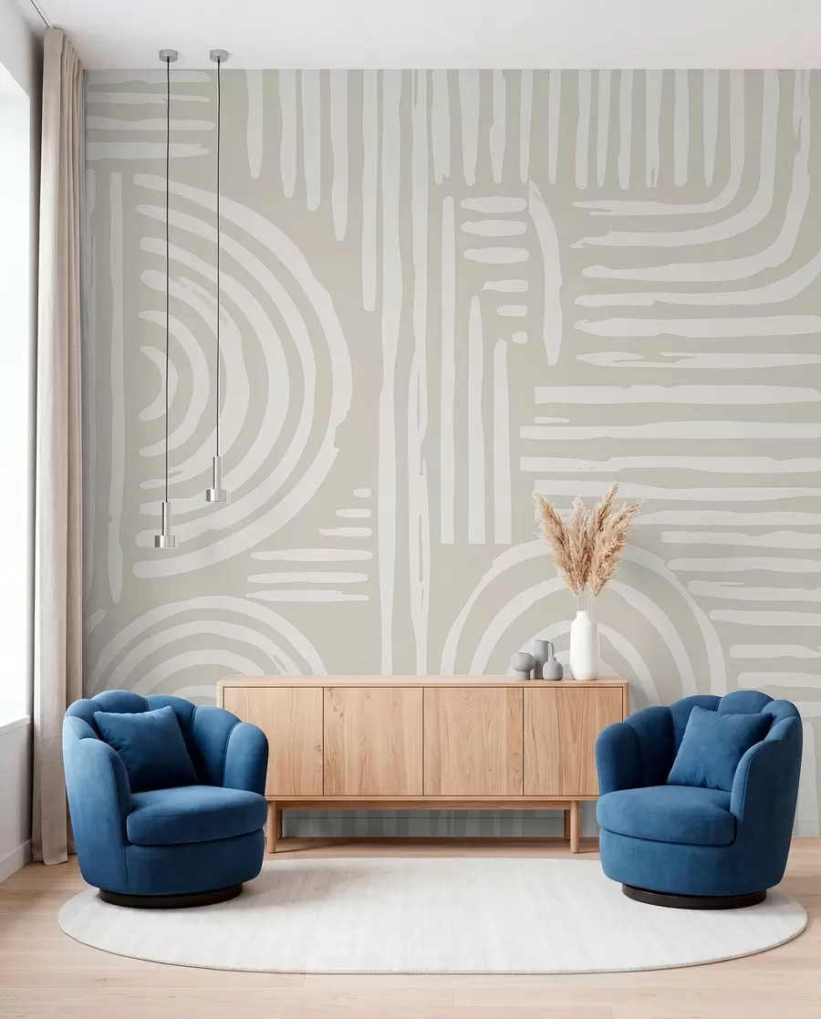 Papier peint Design boho dans des couleurs douces w01919