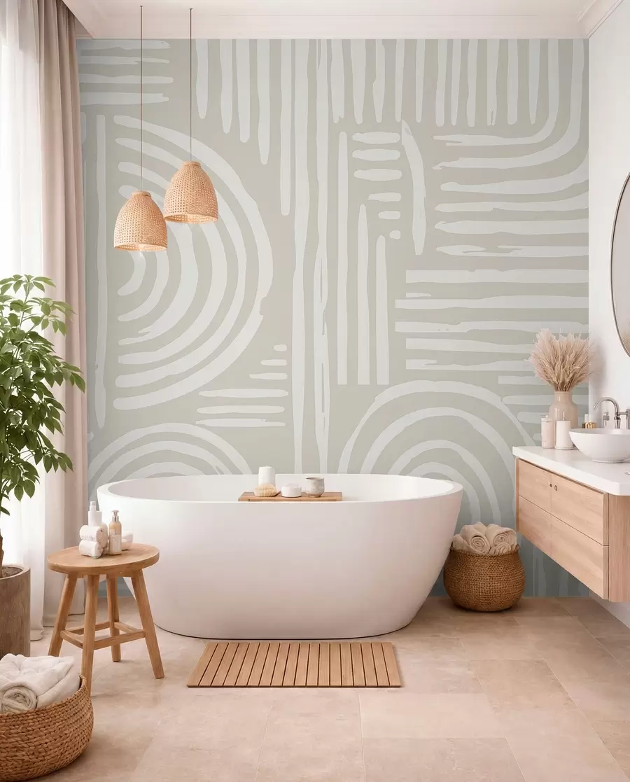 Papier peint Design boho dans des couleurs douces w01919