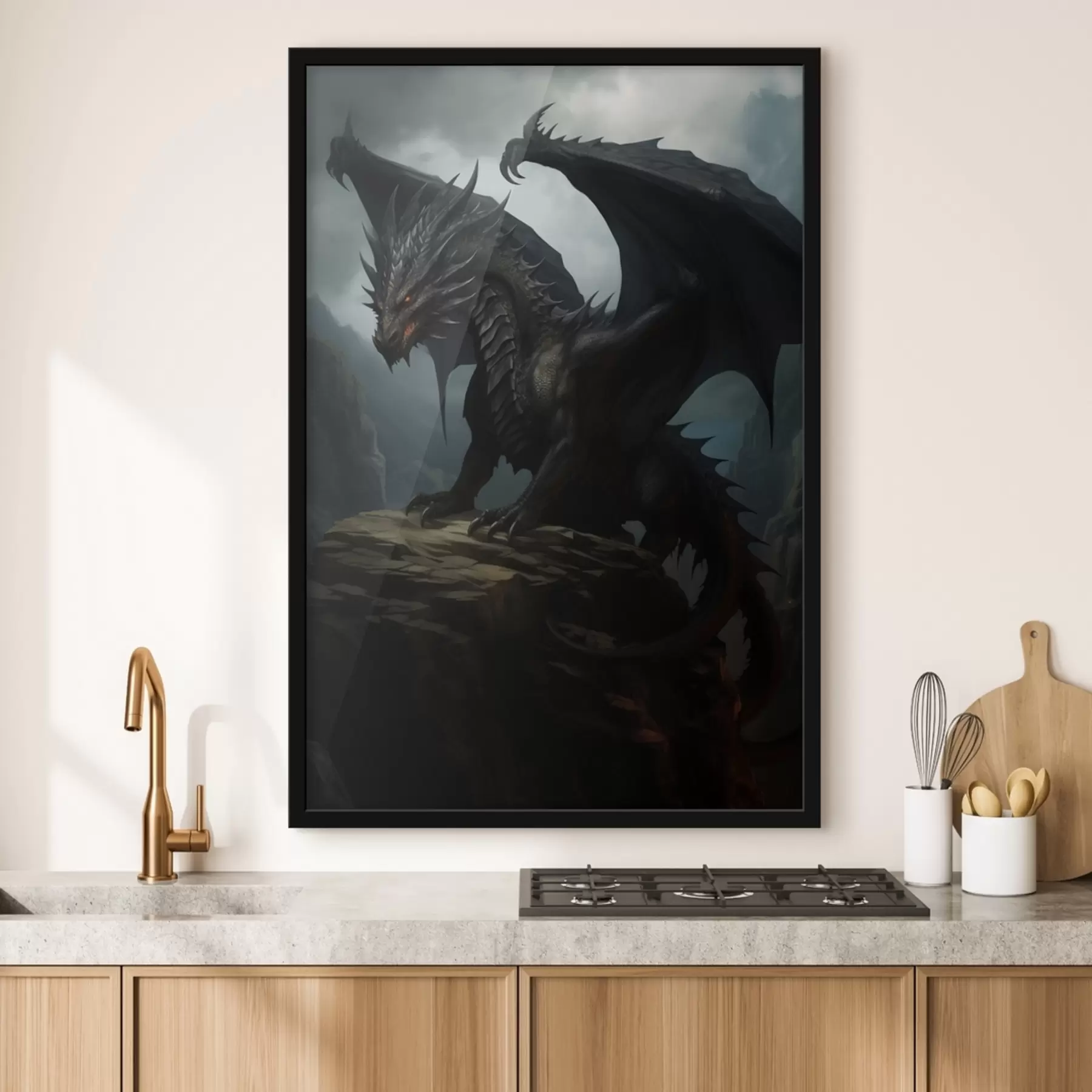 Tableau Dragon noir f41184