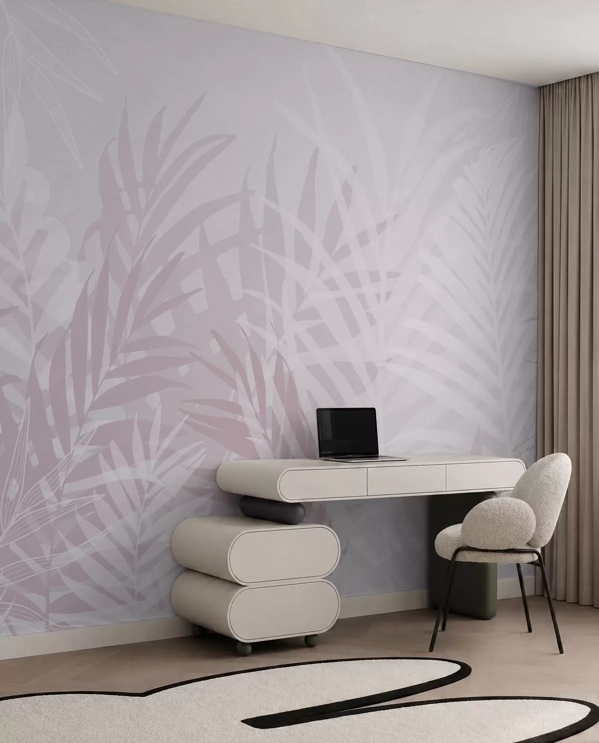Papier peint Ombres de palmes roses w02026v4