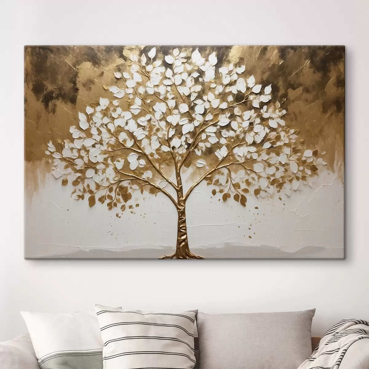 Tableau Arbre sur fond blanc et jaune s41307