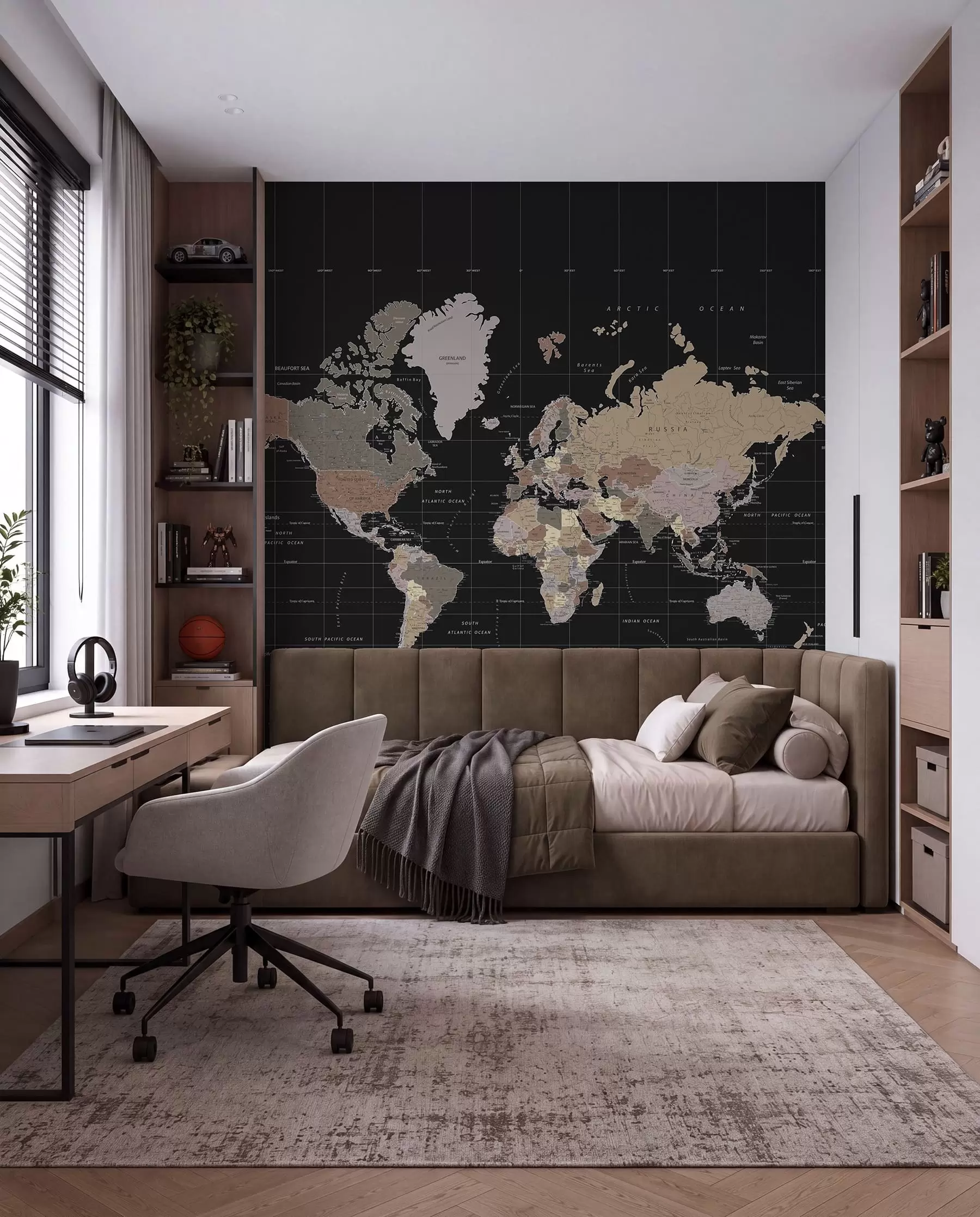 Papier peint Carte du monde avec les contours de divers pays u99477d1