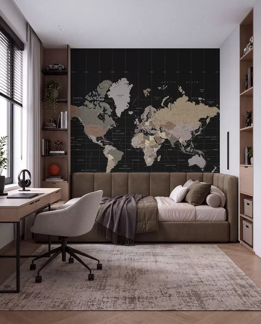 Papier peint Carte du monde avec les contours de divers pays u99477d1