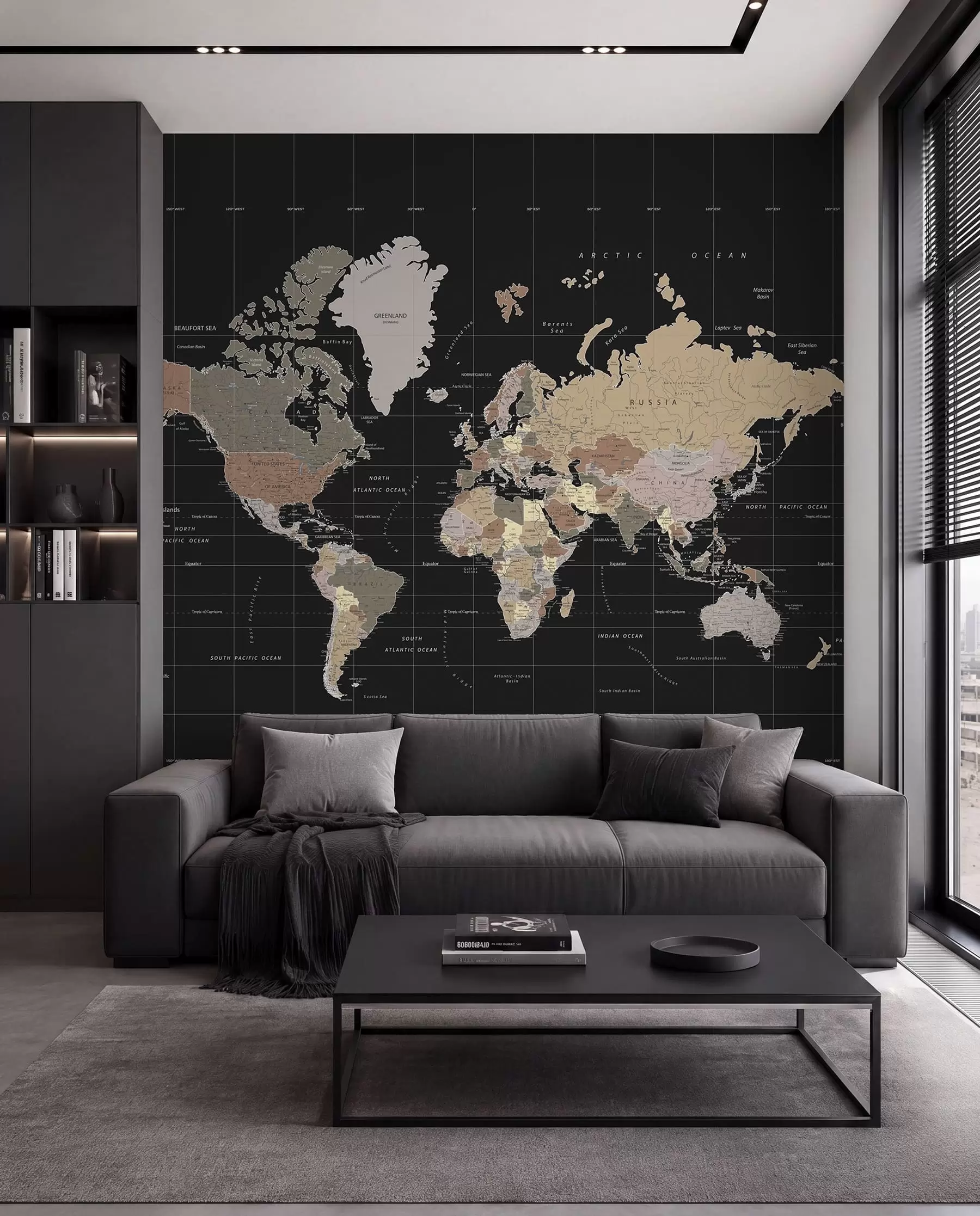 Papier peint Carte du monde avec les contours de divers pays u99477d1