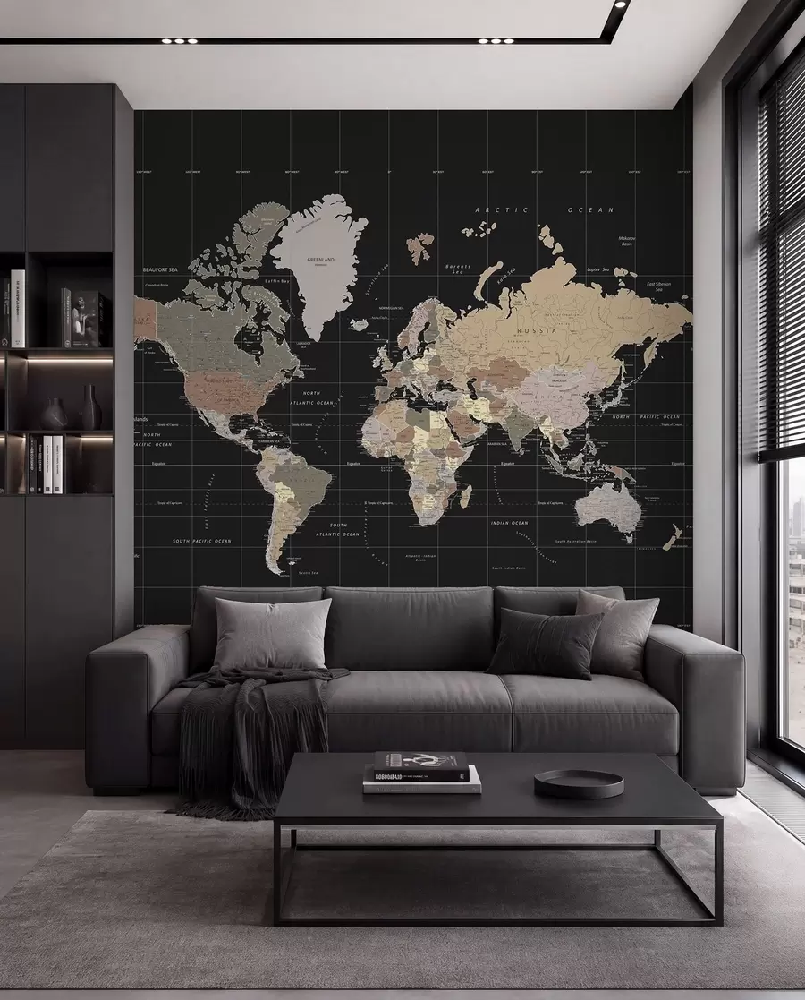 Papier peint Carte du monde avec les contours de divers pays u99477d1
