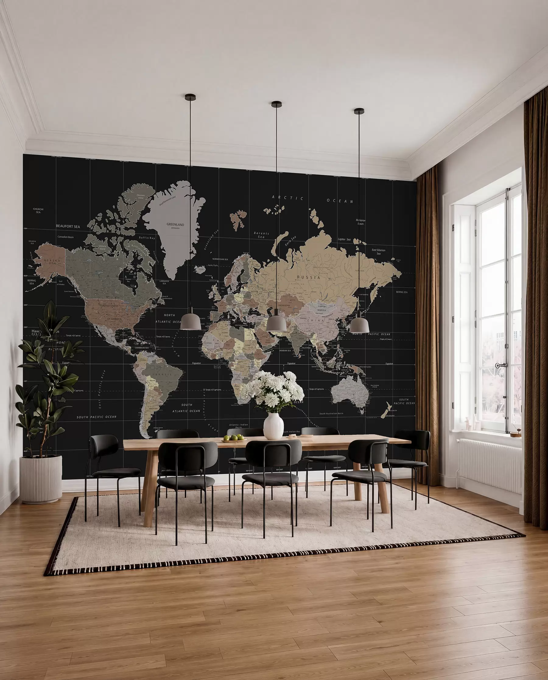 Papier peint Carte du monde avec les contours de divers pays u99477d1