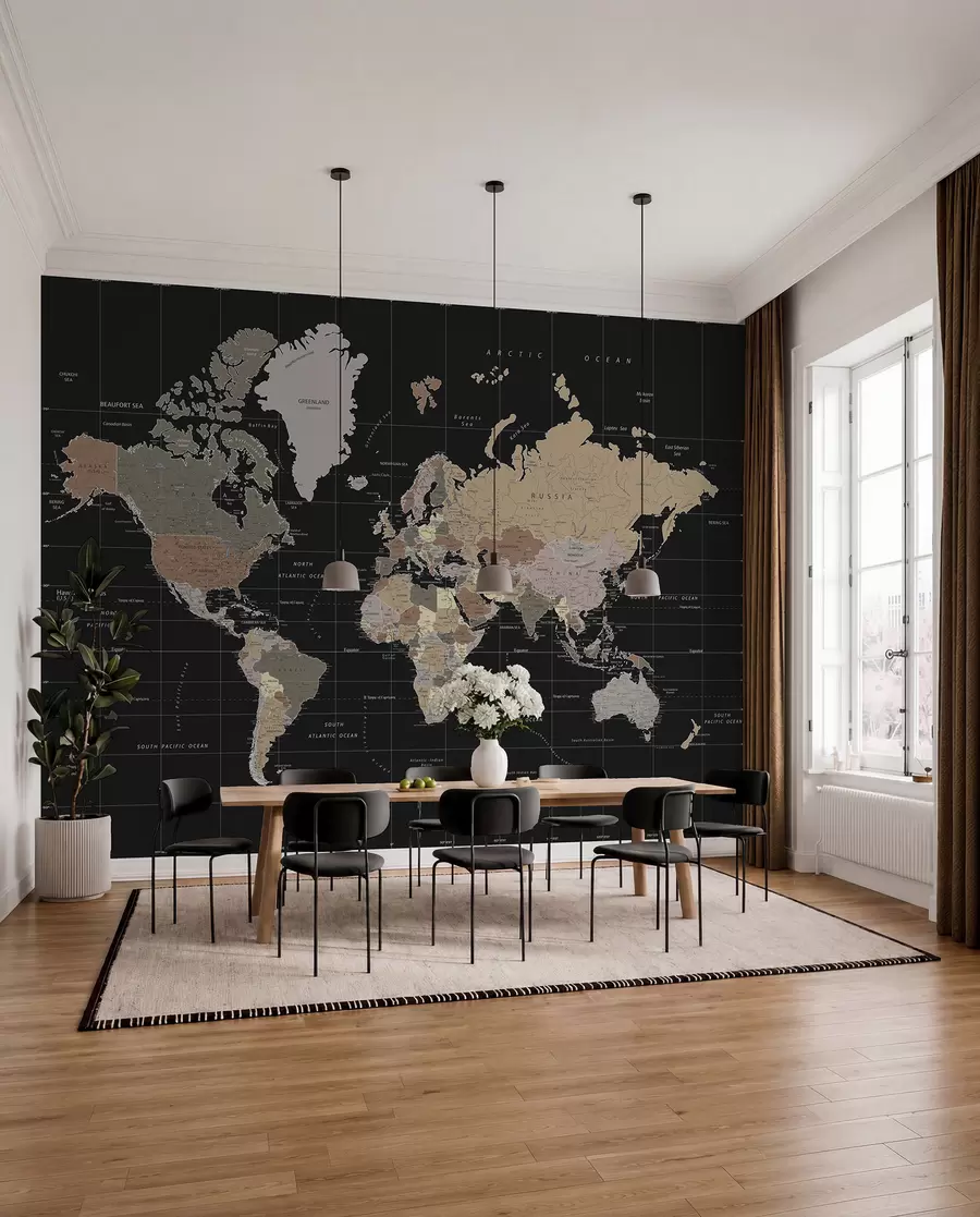 Papier peint Carte du monde avec les contours de divers pays u99477d1