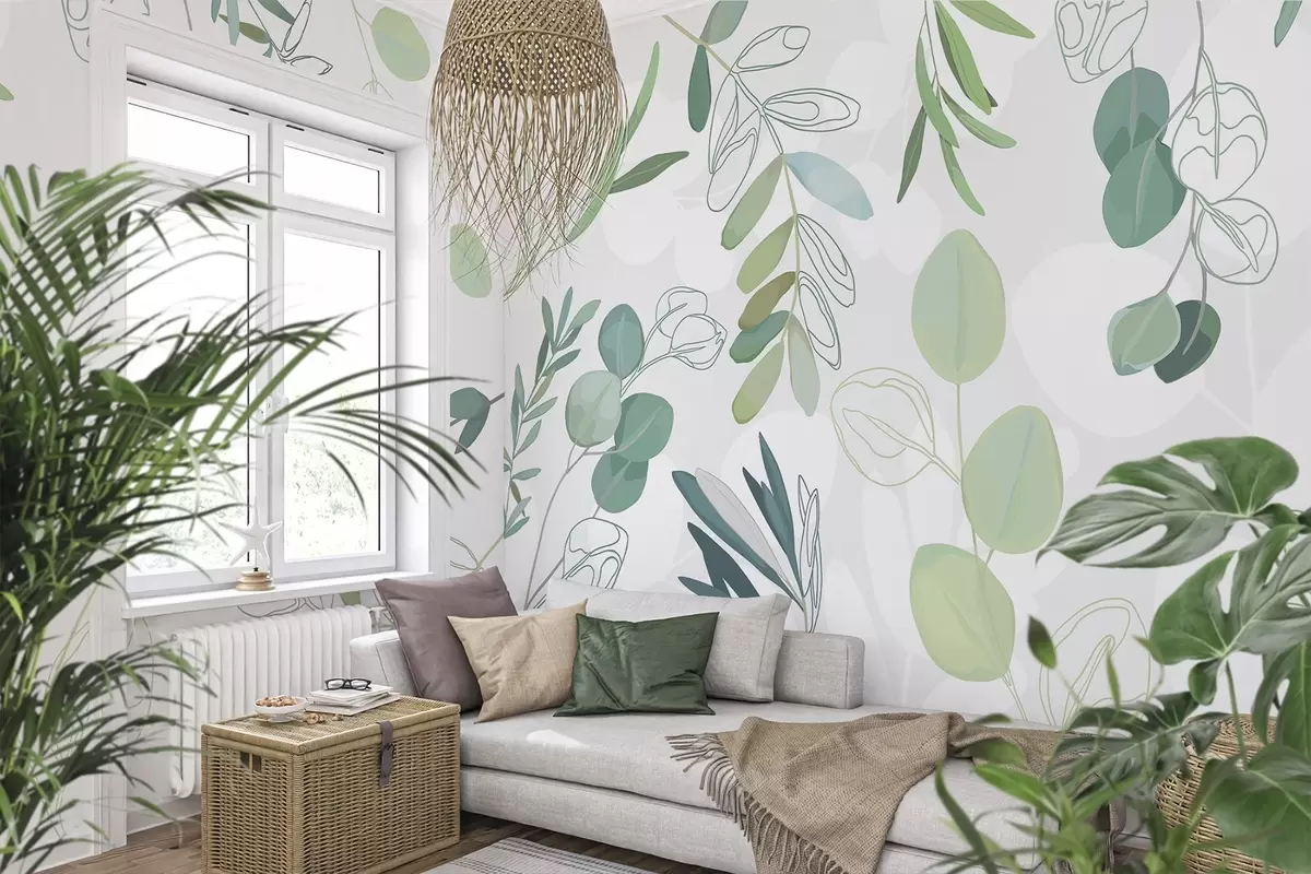 Papier peint Une verdure délicate dans des tons apaisants w00409