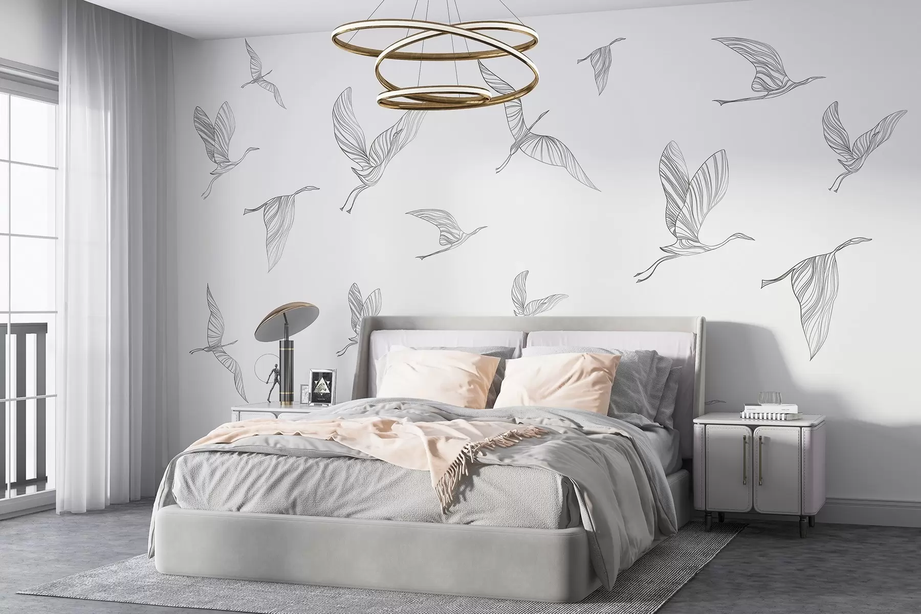 Papier peint Des oiseaux élégants qui s'envolent dans le ciel w00758