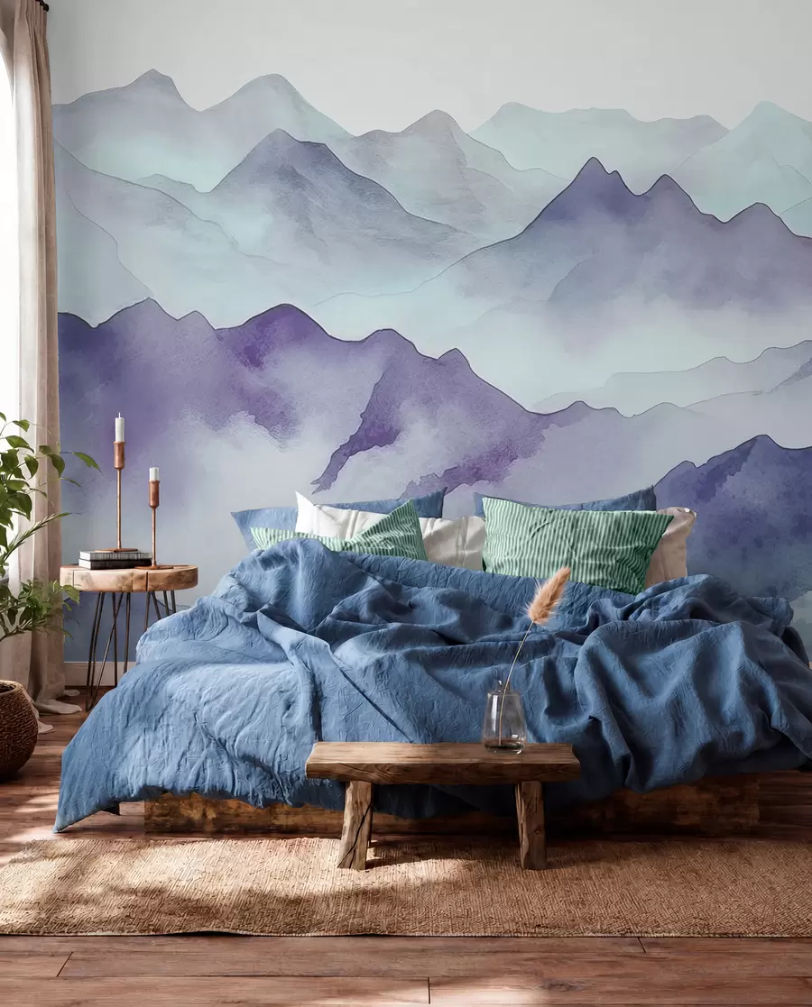 Papier peint Des montagnes brumeuses aux teintes douces w00841v1
