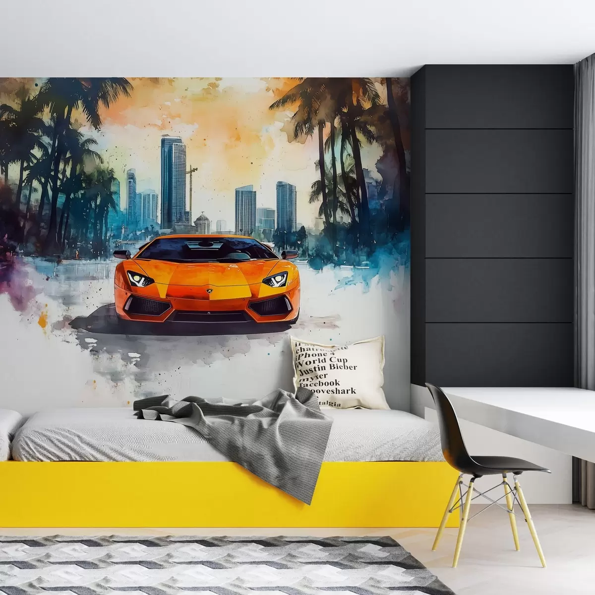 Papier peint Voiture de sport orange peinte w01964