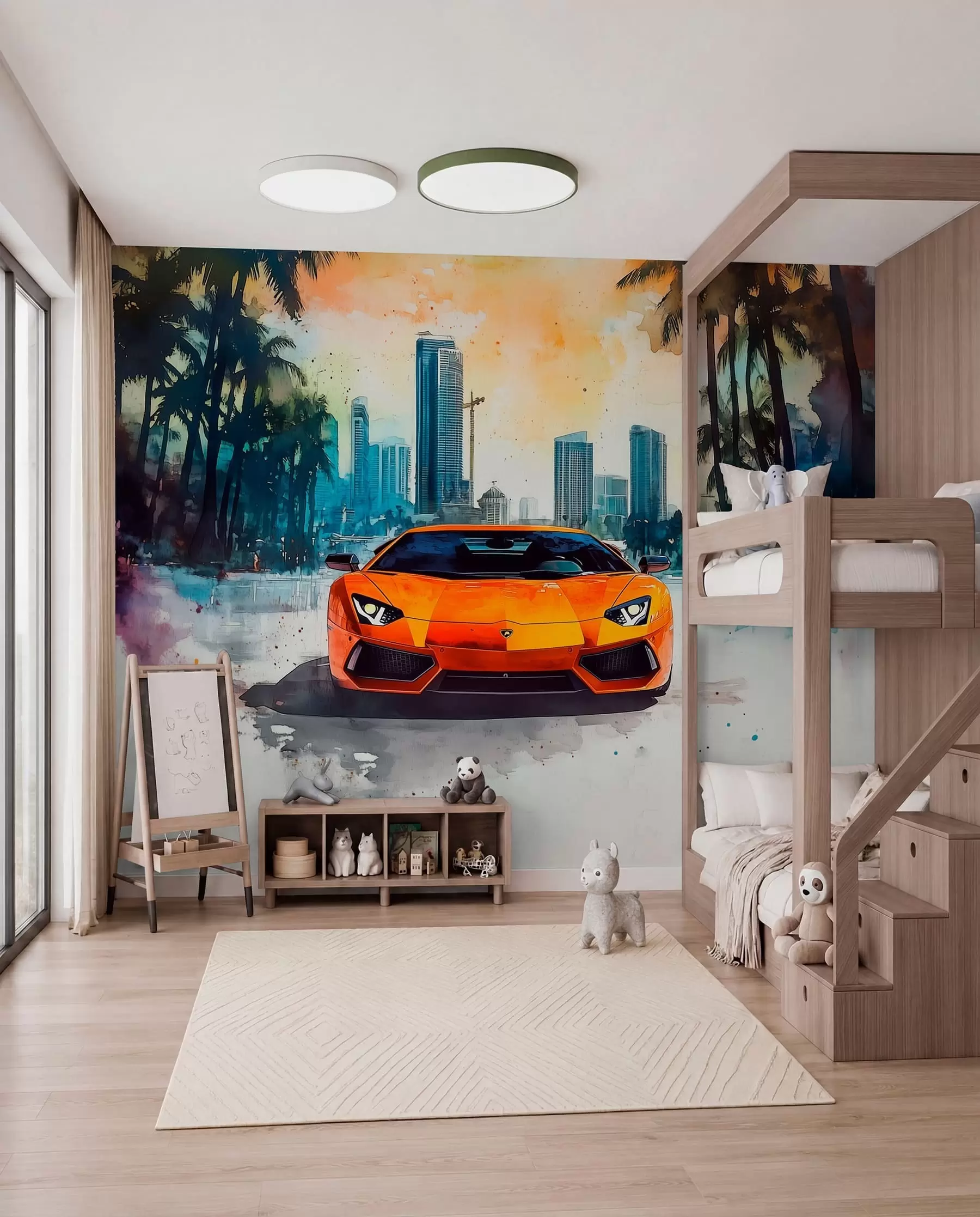 Papier peint Voiture de sport orange peinte w01964