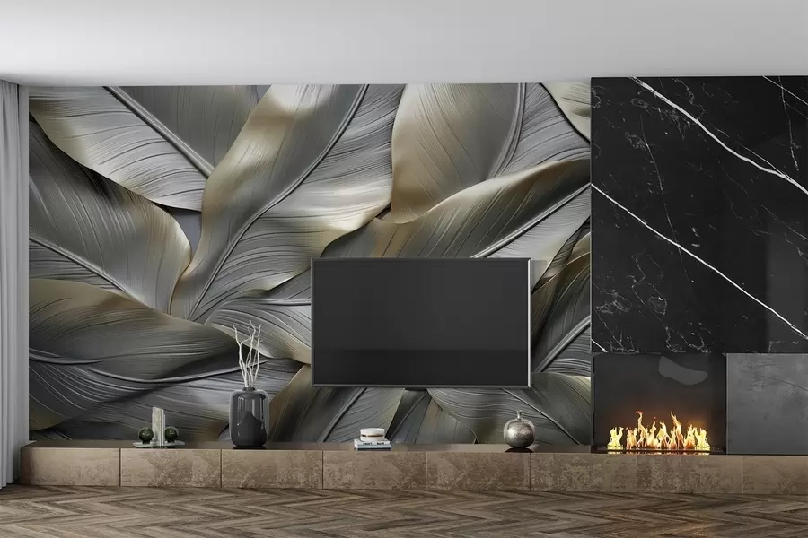 Papier peint Feuilles de bananier volumétriques w08394