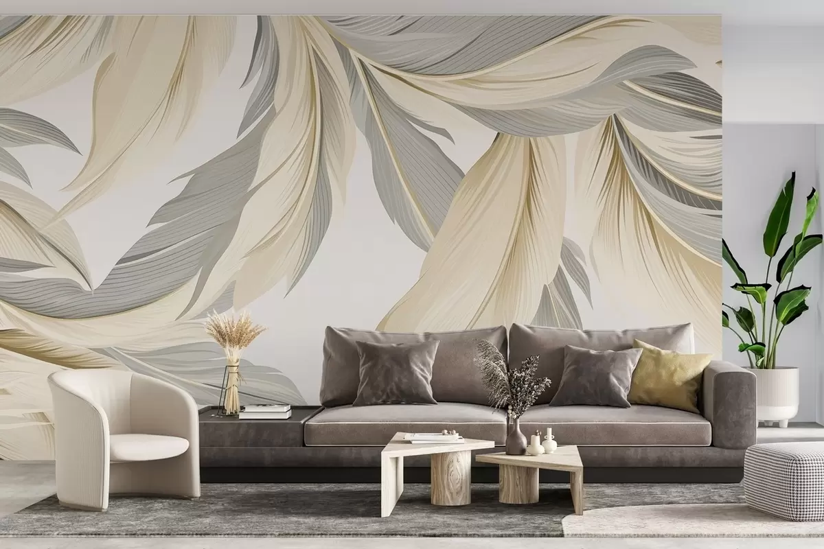 Papier peint Grandes feuilles w08398