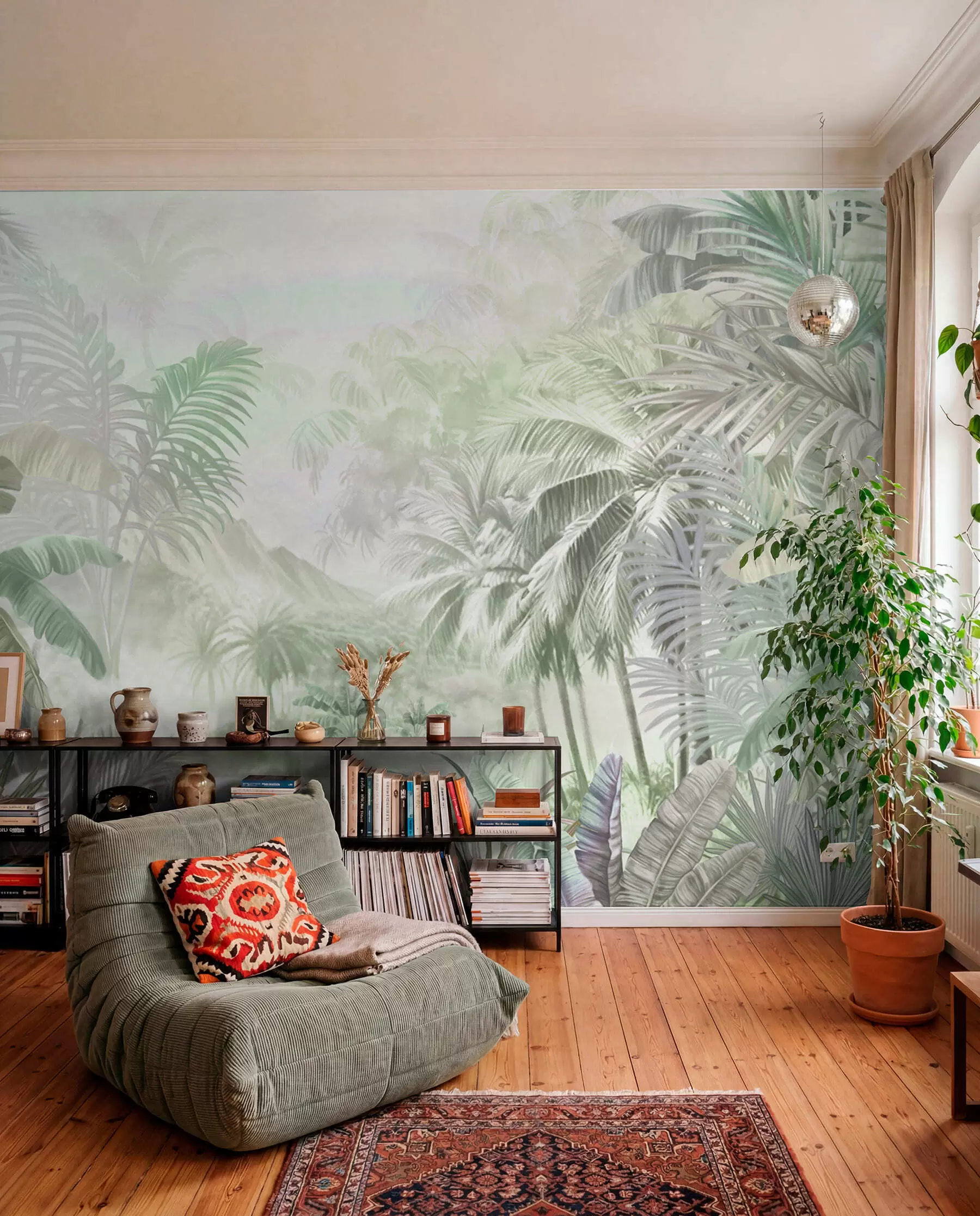 Papier peint Forêt tropicale dans des tons verts doux w01931v1