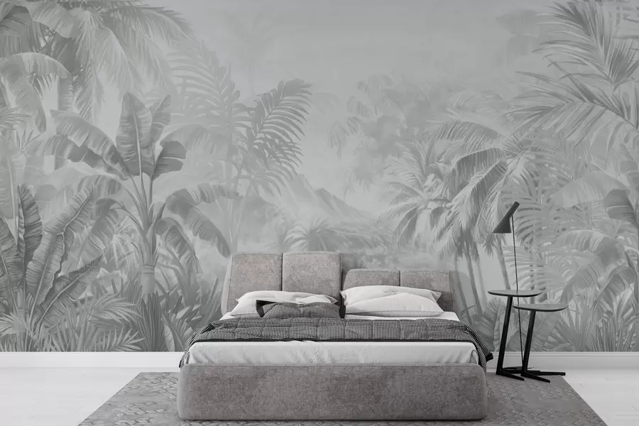 Papier peint Forêt tropicale dans des tons gris doux w01931v4