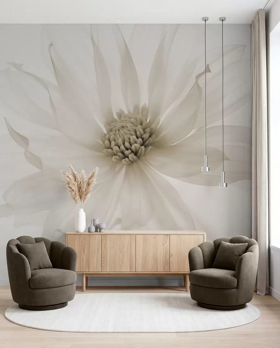 Papier peint Une fleur couleur crème w02077v1