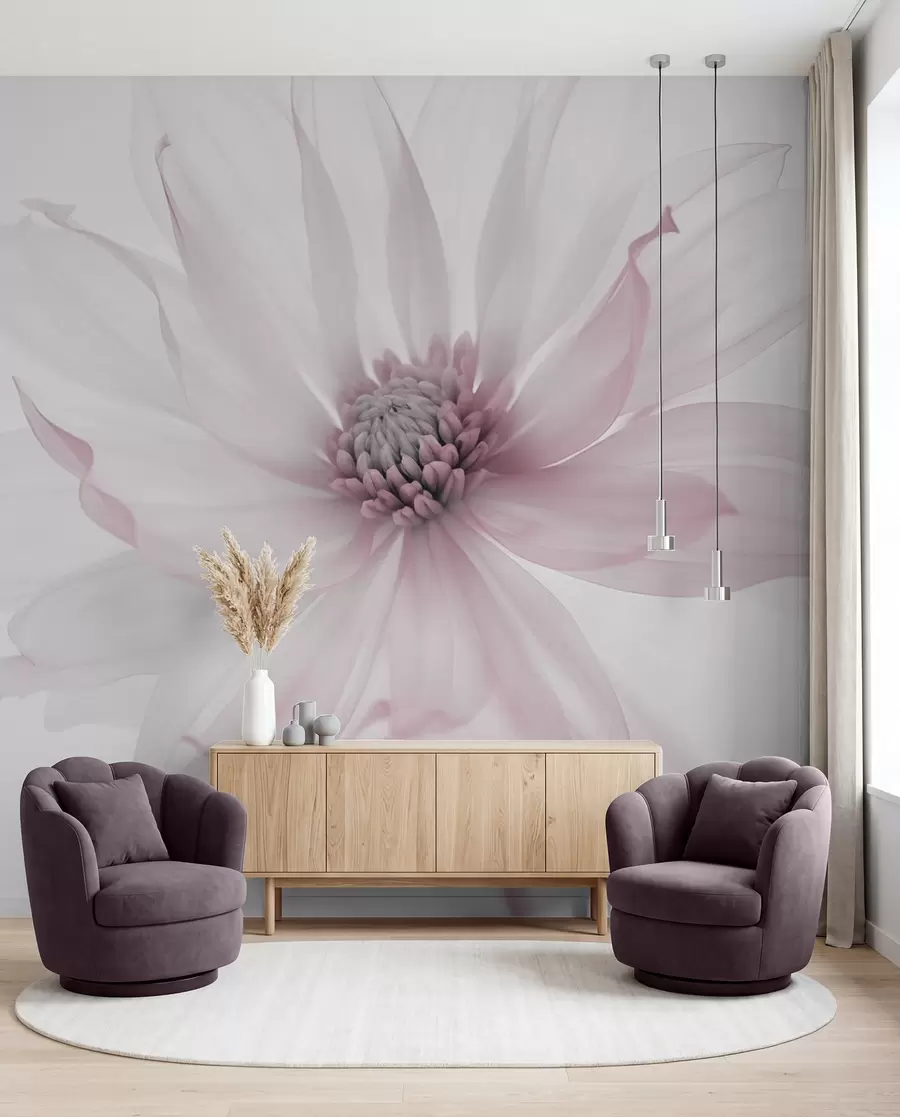 Papier peint Fleur rose délicate sur fond clair w02077v2