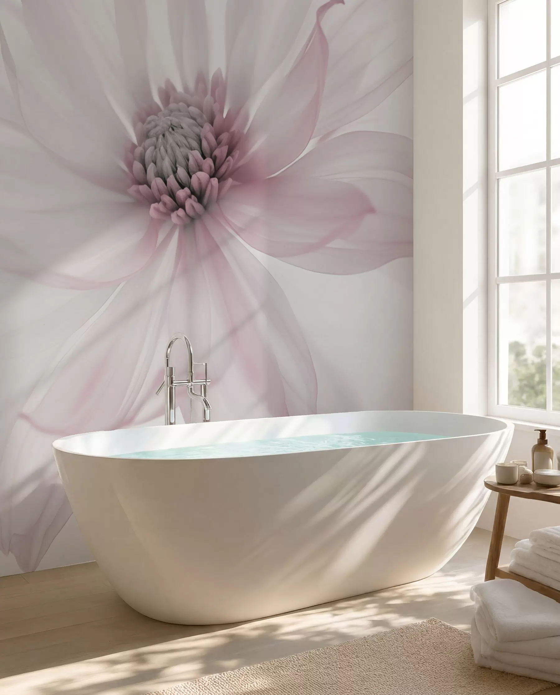 Papier peint Fleur rose délicate sur fond clair w02077v2