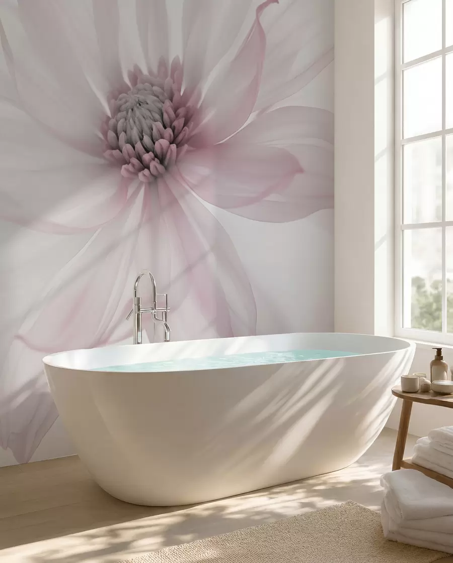 Papier peint Fleur rose délicate sur fond clair w02077v2