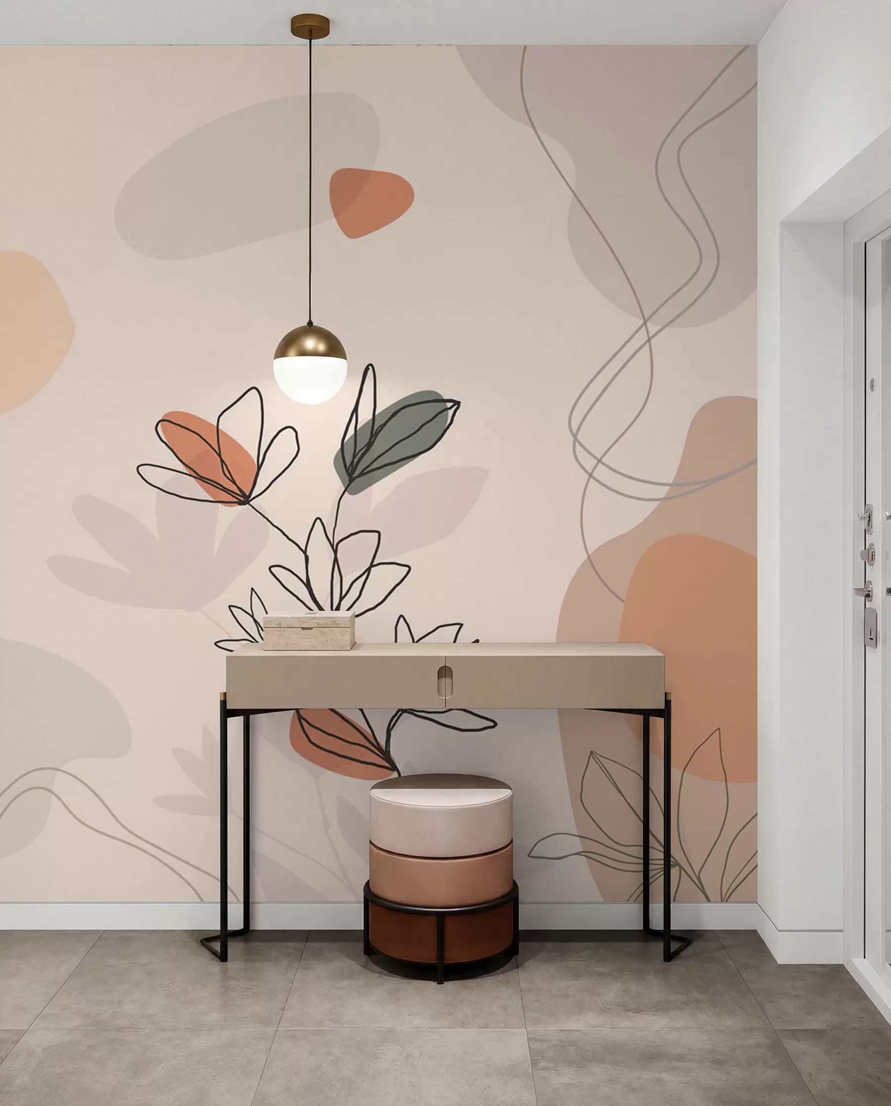 Papier peint Fleurs style boho w02103