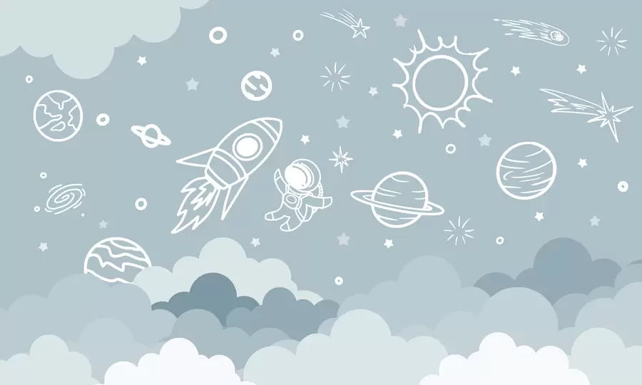 Papier peint Planète spatiale et astronaute w02104v1