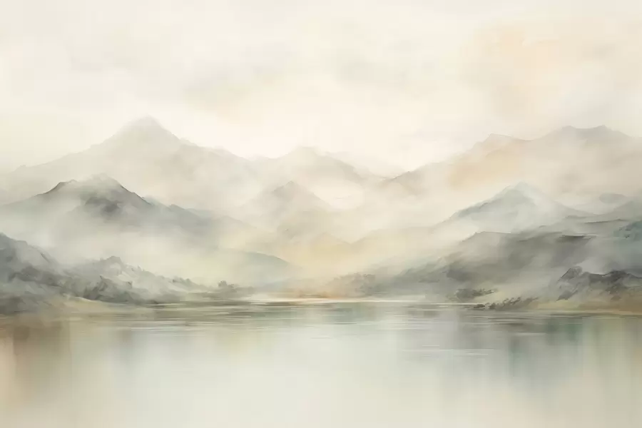 Papier peint Paysage de montagne peint à l'aquarelle w02115