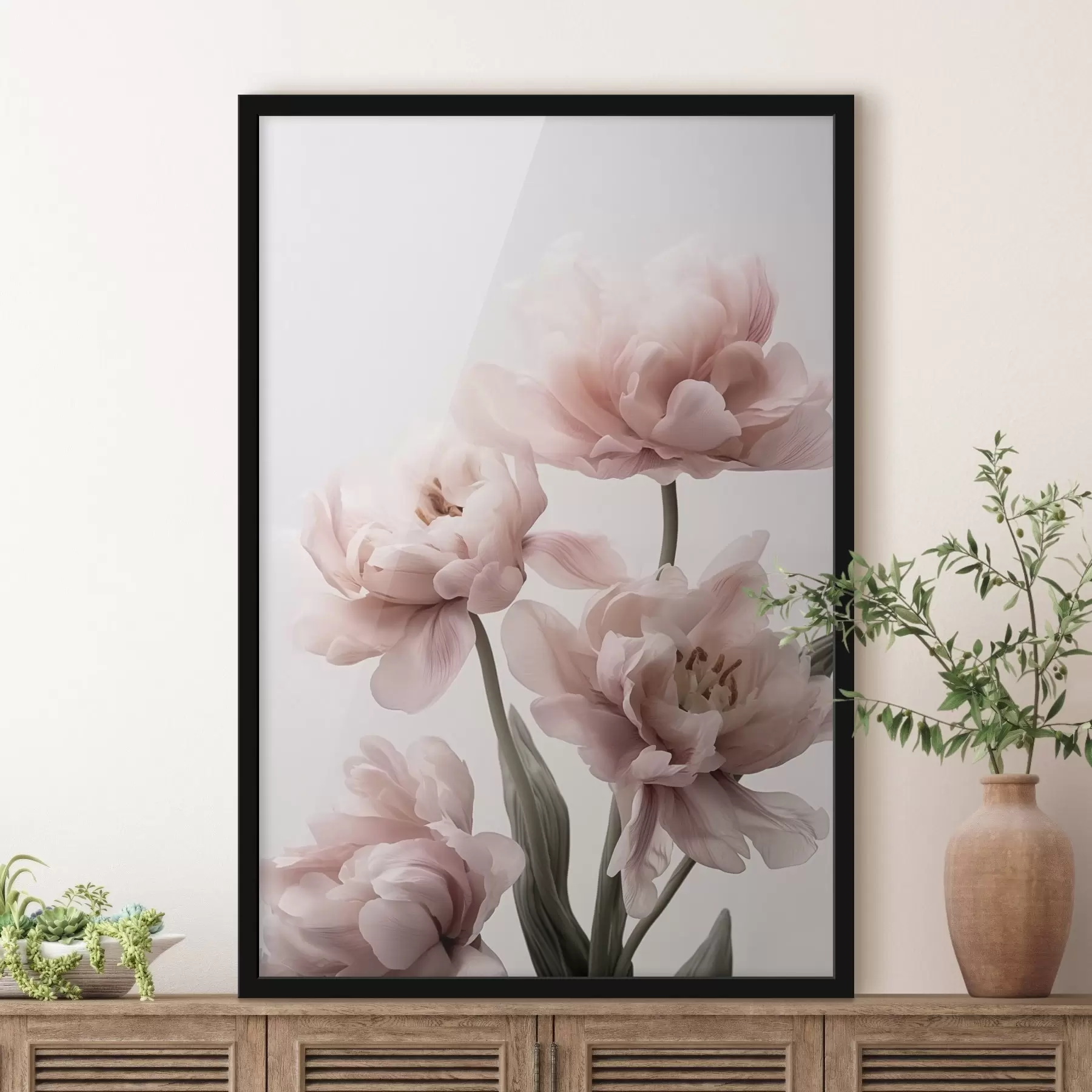 Tableau Pivoines roses fragiles f41494