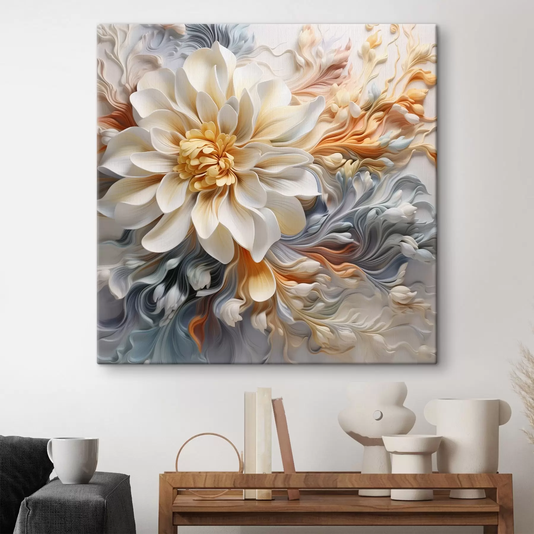 Tableau Fleur abstraite volumétrique s41551