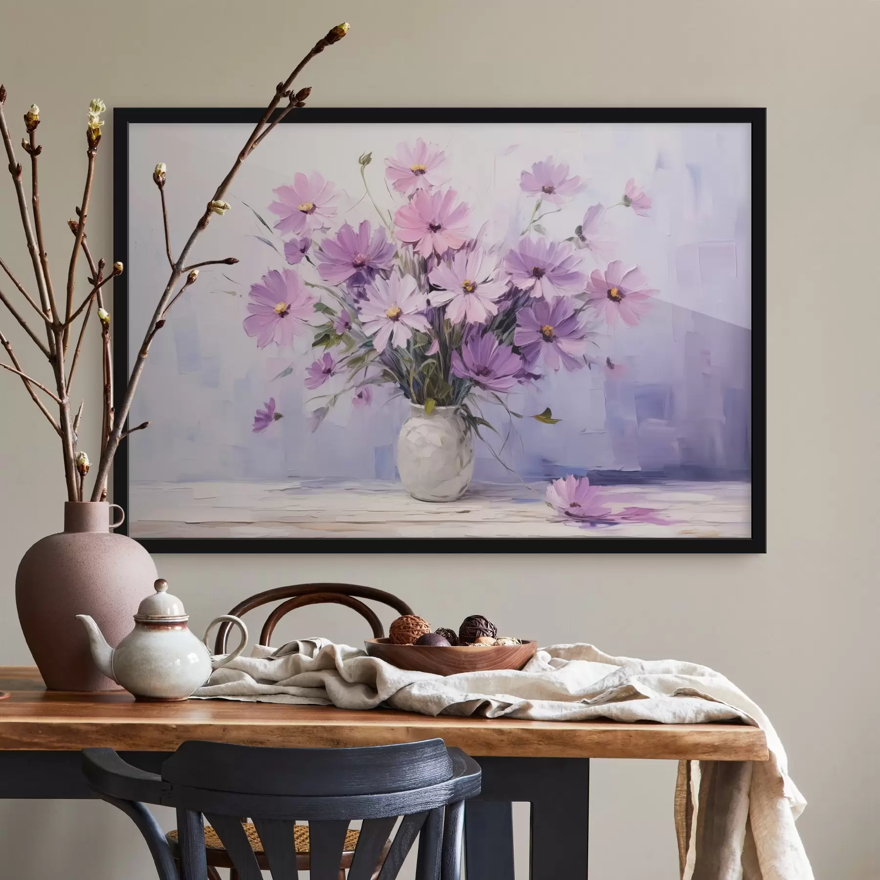 Papier peint Délicates fleurs violettes dans un vase f41475